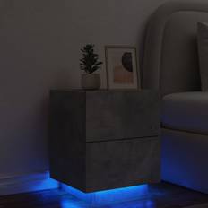 Comodini vidaXL Con Luci LED Grigio Cemento In Legno Multistrato Comodino