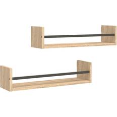 vidaXL Wandregale mit Stangen 60 x 16 x 14 cm Wandregal