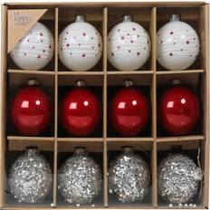 Candy Cane Lane Pack of 12 White Baubles Christmas Tree Ornament