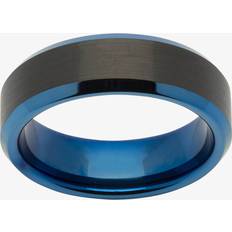 Mens Black &amp; Blue Tungsten 7mm Ring TUR-59-60 Two Colour