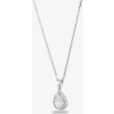 Starbright Silver Pear-cut Cubic Zirconia Halo Pendant THB-01P 3A