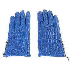 Blue Gloves Cavalli Class Blue Leather Di Lambskin Glove