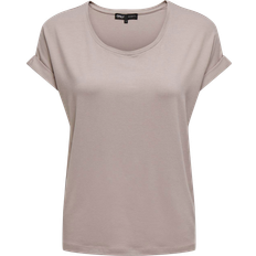 Braun - Damen T-Shirts Only JDY Damen Einfarbiges T-Shirt Basic Rundhals Ausschnitt Kurzarm Top Short Sleeve Oberteil ONLMOSTER, Farben:Altrosa, Größe:S