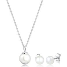 Set di gioielli Elli Classico Elegante Set Eleganti con perla d'acqua dolce in Argento Sterling 925 Parure gioielli pieces female