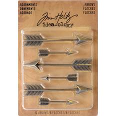 Brown DIY Tim Holtz Idea-ology Findings arrow adornment charms pack of 6, two sizes