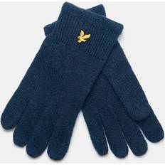 Gold Gloves & Mittens Lyle & Scott Mens Racked rib gloves in Navy Wool One