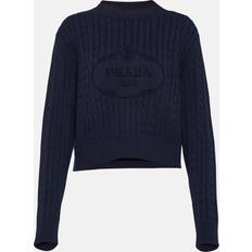 Prada Jumpers Prada Cotton Cable-Knit Sweater - Blue