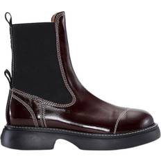 Ganni Everyday Mid Chelsea Boots in Burgundy Responsible Recycled Polyester Women's Burgundy