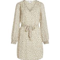 Luonnonväri Mekot Vila Smock V-neck L/S Dress - Beige