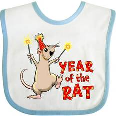 Black Drool Bibs Inktastic Year of the Rat with Sparklers in Red Party Hat Baby Bib