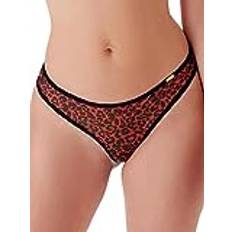 Leopard - Women Knickers Gossard Womens Leopard Thong Black/Red Animal Elastane