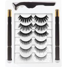 Tlily Magnetic Eyelashes with Magnetic Eyeliner Kit, 6 Pairs of Magnetic Eyelashes with Eyeliner, 3D False EyelashesB