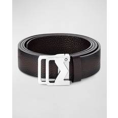 Man Buckle Leather Belt 35MM - Dark Brown