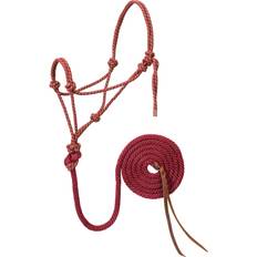 Gold Halters & Lead Ropes Weaver Weaver Diamond Braid Reflective Rope Halter/Lead Sangria/Gold