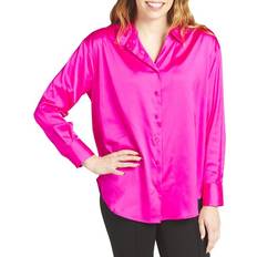 Pink - Unisex Shirts NY Collection Womens Long Sleeve Foil Striped Blouse HUNTER