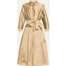 Leather - Men Dresses Yuelianxi Embellished 3/4-Sleeve Taffeta Midi Shirtdress