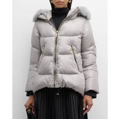 Rain Clothes Apres-Ski Puffer Jacket With Detachable Toscana Lamb Shearling Hood Trim