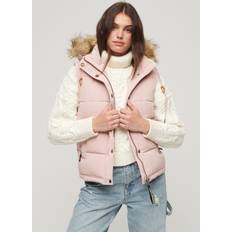 Superdry Women Pants Superdry Women's Everest Faux Fur Puffer Gilet Pink