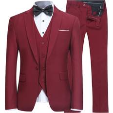 Women Suits YFFUSHI Mens Slim Fit Piece Suit One Button Business Wedding Prom Suits Blazer Tux Vest Trousers Red Wine