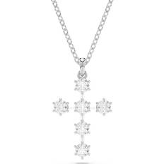 Swarovski Insigne pendant, Round cut, Cross, White, Rhodium plated