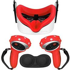 TNP TNP Silicone Cover Set for Oculus Quest 2 Meta Quest 2 Controller Protector Red 3 in 1 Silicone VR Face Cover, Protective Lens Cover, VR Headset Skin
