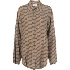 Balenciaga Women Shirts Balenciaga BB monogram-print shirt women Silk Brown