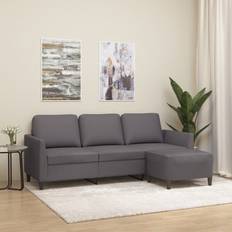 vidaXL 3-Sitzer-Sofa mit Hocker Grau 180 cm Sofa