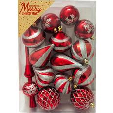 Candy Cane Lane Set of 15 Silver Baubles Christmas Tree Ornament
