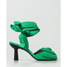 Ganni Heeled Sandals Ganni Green Soft Bow Heeled Sandals IT