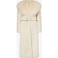 Men - Shearling Coats Jacquemus Womens Off White Le Manteau Pilou Belted Shearling Coat