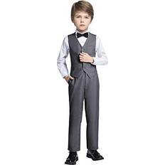 Suits Toddler Suit for Boys Gray Vest Pants Shirt and Bowtie Kids Formal Tuxedo