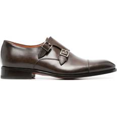 Laced - Men Monks Santoni double-buckle leather monk shoes men Calf Leather/Calf Leather/Calf Leather Brown