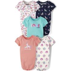 The Children's Place 1-3M Bodysuits The Children's Place The Children's Place Long Sleeve 100% Cotton Onesie Bodysuits, Orange Unicorn/White Pattern/Tidal Unicorns/White Pattern/Baby Blue Logo Pack, Preemie