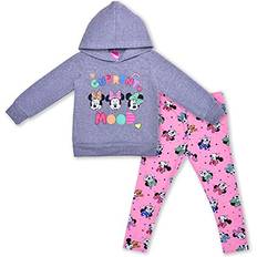 Outerwear Disney Disney Girl's 2-Piece Minnie Mouse Current Mood Graphic Hoodie and Legging Set, Grey/Pink