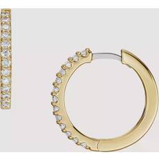 Fossil Women Earrings Fossil All Stacked Up Gold-Tone Brass Glitz Hoop Earrings Gold