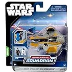 Bizak Star Wars Micro Galaxy Squadron Interceptor Jedi Anakin Skywalker 8 cm Fahrzeug mit 2 Figuren à 2,5 cm 62610035