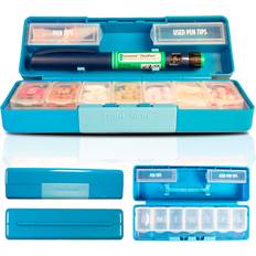 Ezy Dose 7-Day Pill Reminder Diabetic Pen Holder with Snap Tight Lids to Secure Prescription Medication, Vitamins and Other Diabetic Supplies