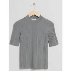 & Other Stories T-shirts & Other Stories Contoured Rib Knit Fitted Top Grey