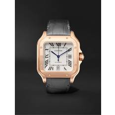 Cartier Santos Automatic 39.8mm 18-Karat Rose Gold Interchangeable Alligator and Leather Watch, Ref. No. WGSA0011 Men White