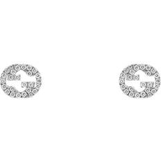 Gucci 18k Earrings Gucci Women's Interlocking 18ct White Gold Diamond Stud Earrings