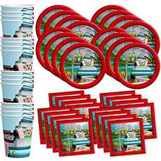 Robot Blocks Party Birthday Party Supplies Set Plates Napkins Cups Tableware Kit for 16