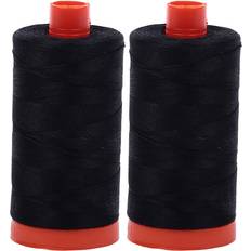 Yarn & Needlework Supplies Aurifil Mako 50wt Thread 2 Large Spools: Black 2692x2