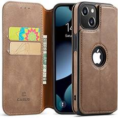 Casus Classic Wallet Case Leather Logo View Card Holder Cover for Apple iPhone 13 Slate