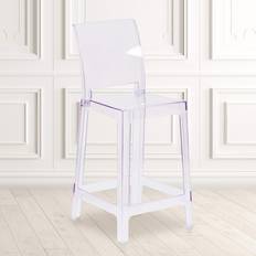 Transparent Stools Flash Furniture McKenna Square Back Ghost Seating Stool