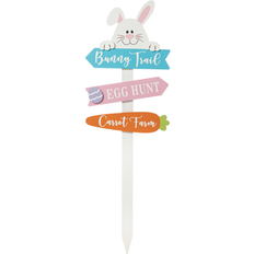 GlitzHome Happy Easter Bunny Yard Stakes or Path Sign