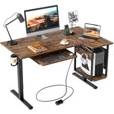 Furniture Bestier Electric Adjustable-Height Standing Rustic Brown Writing Desk 31x57.5"