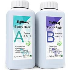 SigWong Epoxy Resin Clear Crystal Coating Kit 68oz/2L 2 Part Casting Resin for Art, Craft, Countertop, Wood, Jewelry Making, River Tables