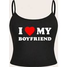46 Linnen Shein Women'S Plus Love Heart Print Slogan Camisole Tank Top