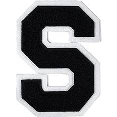 Patches & Appliqués Chenille Stitch Varsity Iron-On Patch by pc 4-1/2 Black/White TR-11648 Letter S