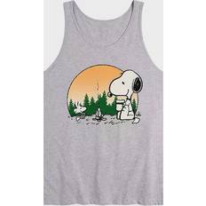 Brown - Men Tank Tops Airwaves Men's Peanuts Campfire Mugs Tank Gray